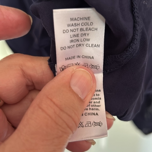 CBRAND LONG NAVY BLUE DRESS. Dress is detailed with small embroidered nubs.ss - Picture 7 of 9